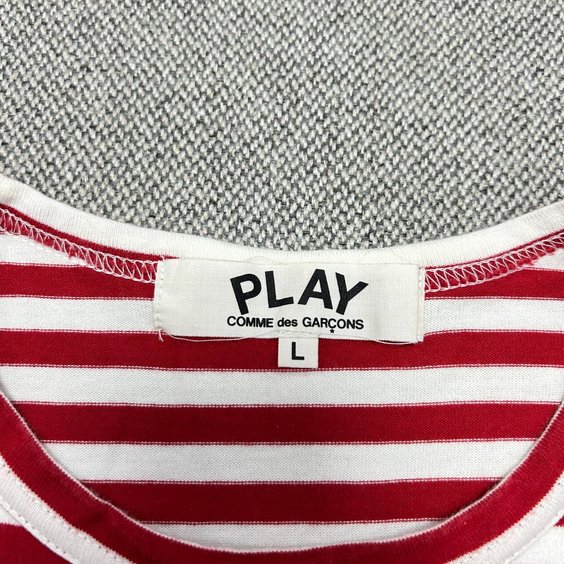 (한글택)꼼데가르송 우먼스 스트라이프 보더티(L) 상품이미지2