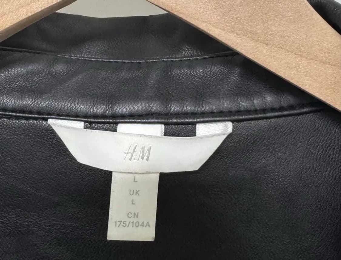 H&M 블랙 레더 셔츠형 롱 자켓 ops 상품이미지9