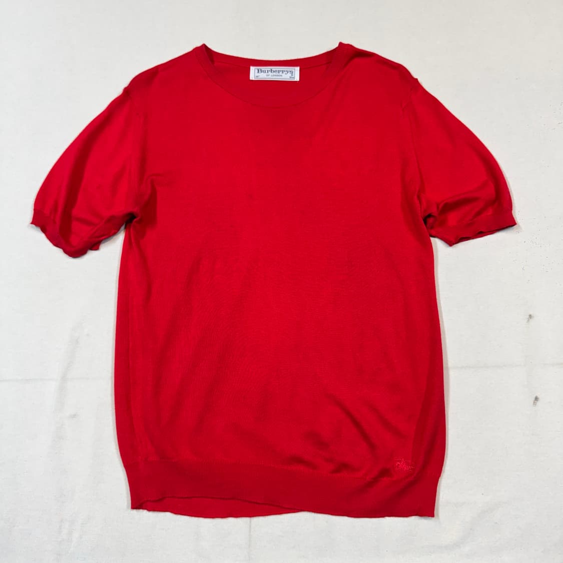M) 버버리 기마로고 레드 반팔 니트 상품이미지1