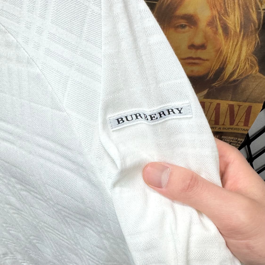 00s 버버리 골프 하프 집업 티셔츠 체크 패턴 포인트 화이트 상품이미지5