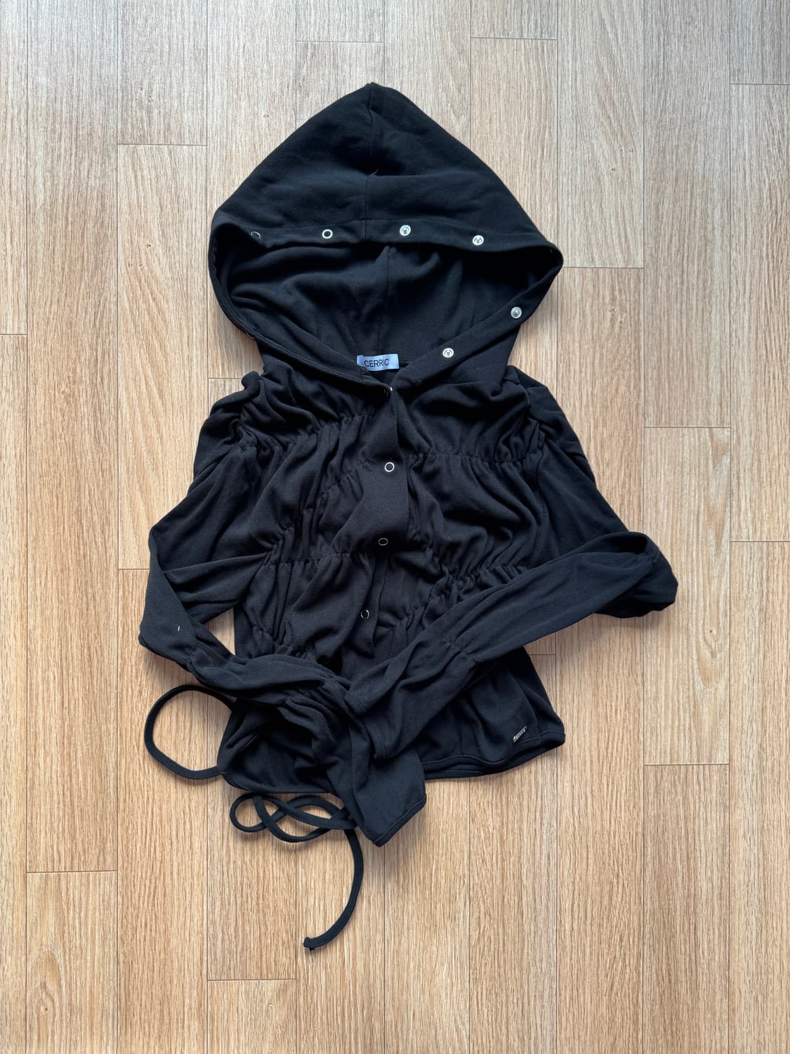 CERRIC SHIRRING WRAP HOOD CARDIGAN 상품이미지1