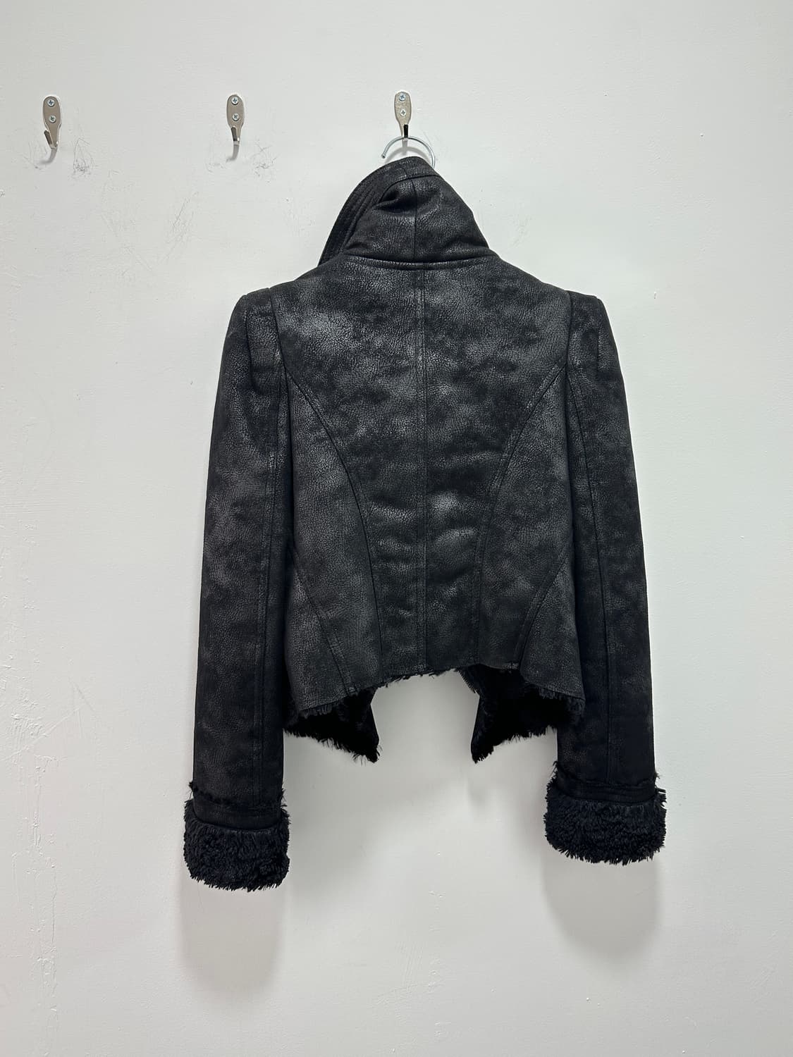 Asymmetric drape fur faux jacket 상품이미지8