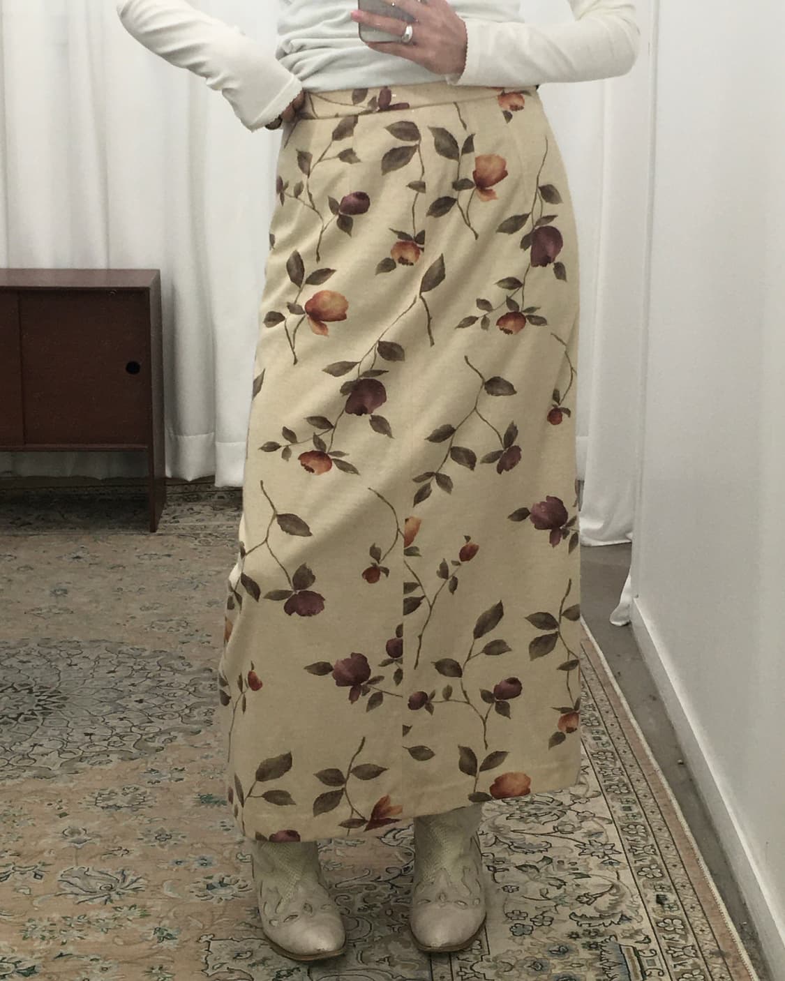 아이보리 플라워 롱스커트 상품이미지2