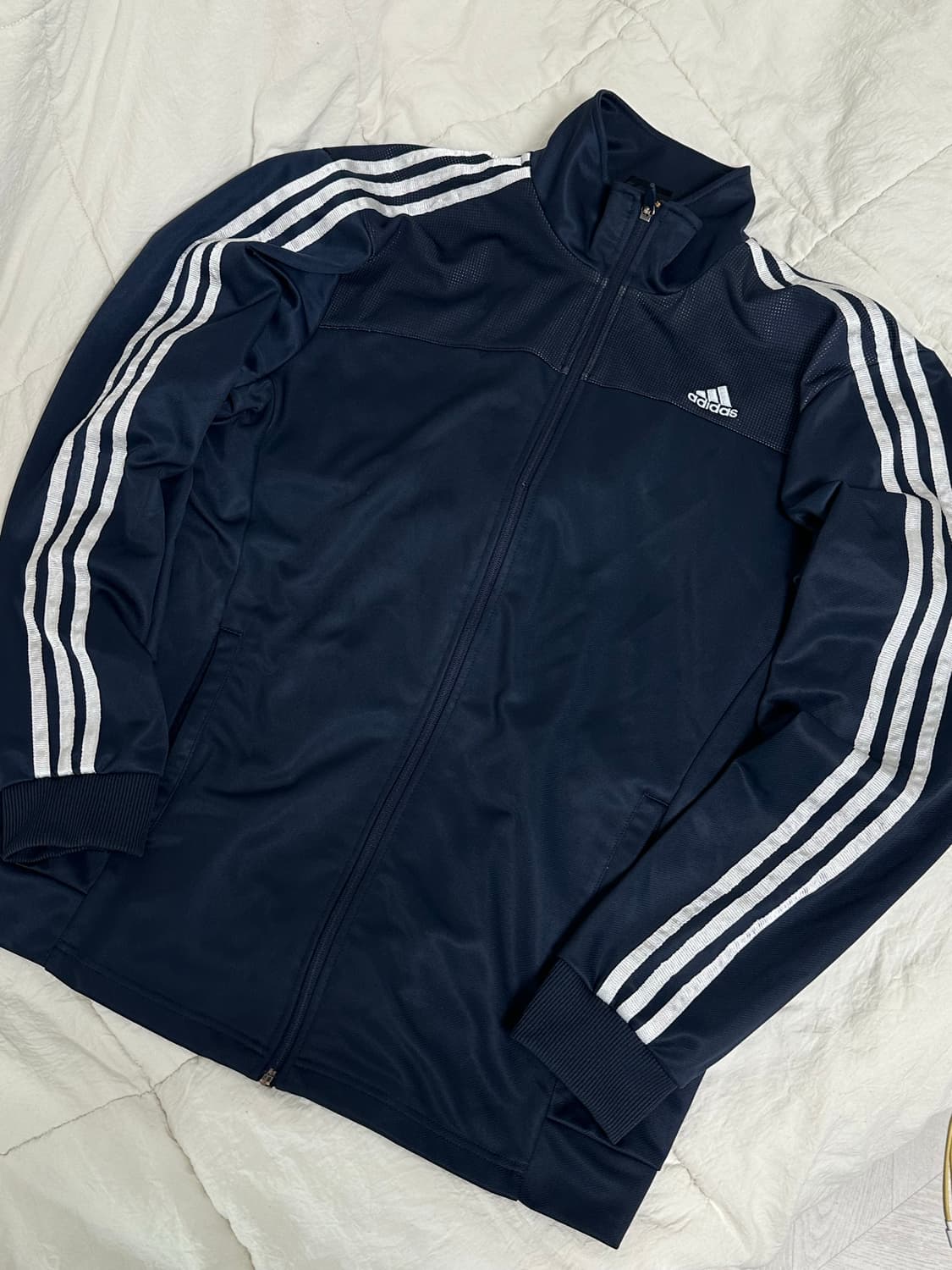 아디다스 스포츠 삼선 네이비 실버 져지 트랙탑 라지 상품이미지1