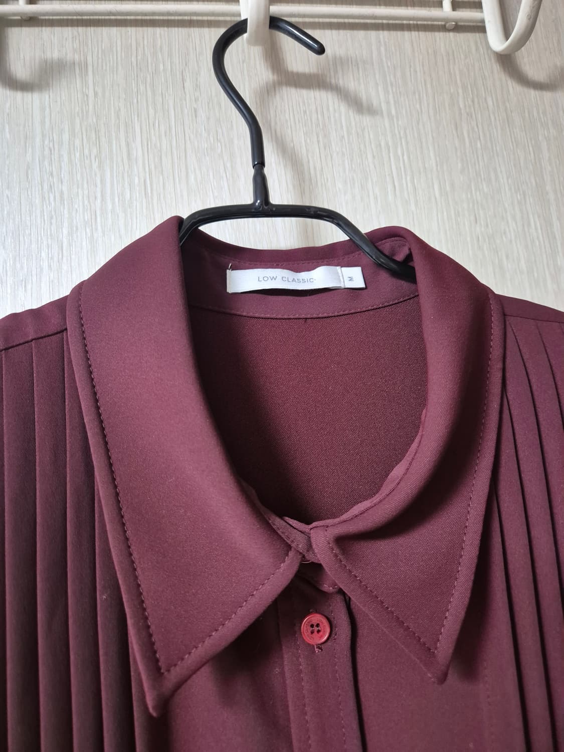 로우클래식 플리츠 원피스 드레스 버건디 m 셔츠원피스 상품이미지6