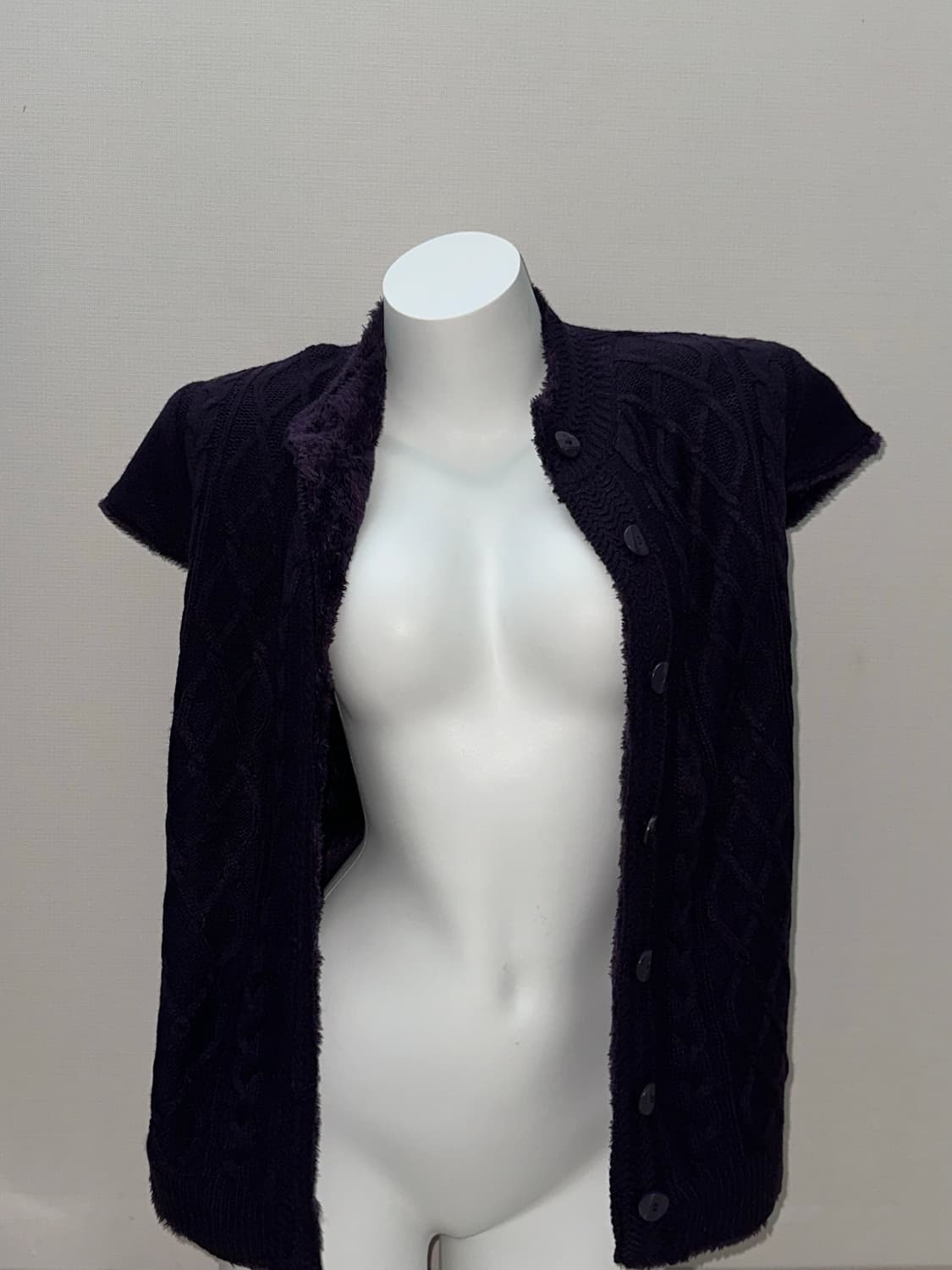 빈티지 퍼플 퍼 반팔 가디건 상품이미지6