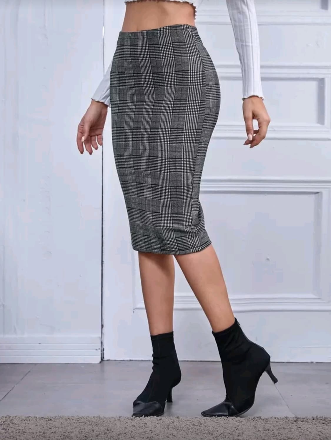 (새옷) 허리밴딩 체크롱스커트 M사이즈 상품이미지3