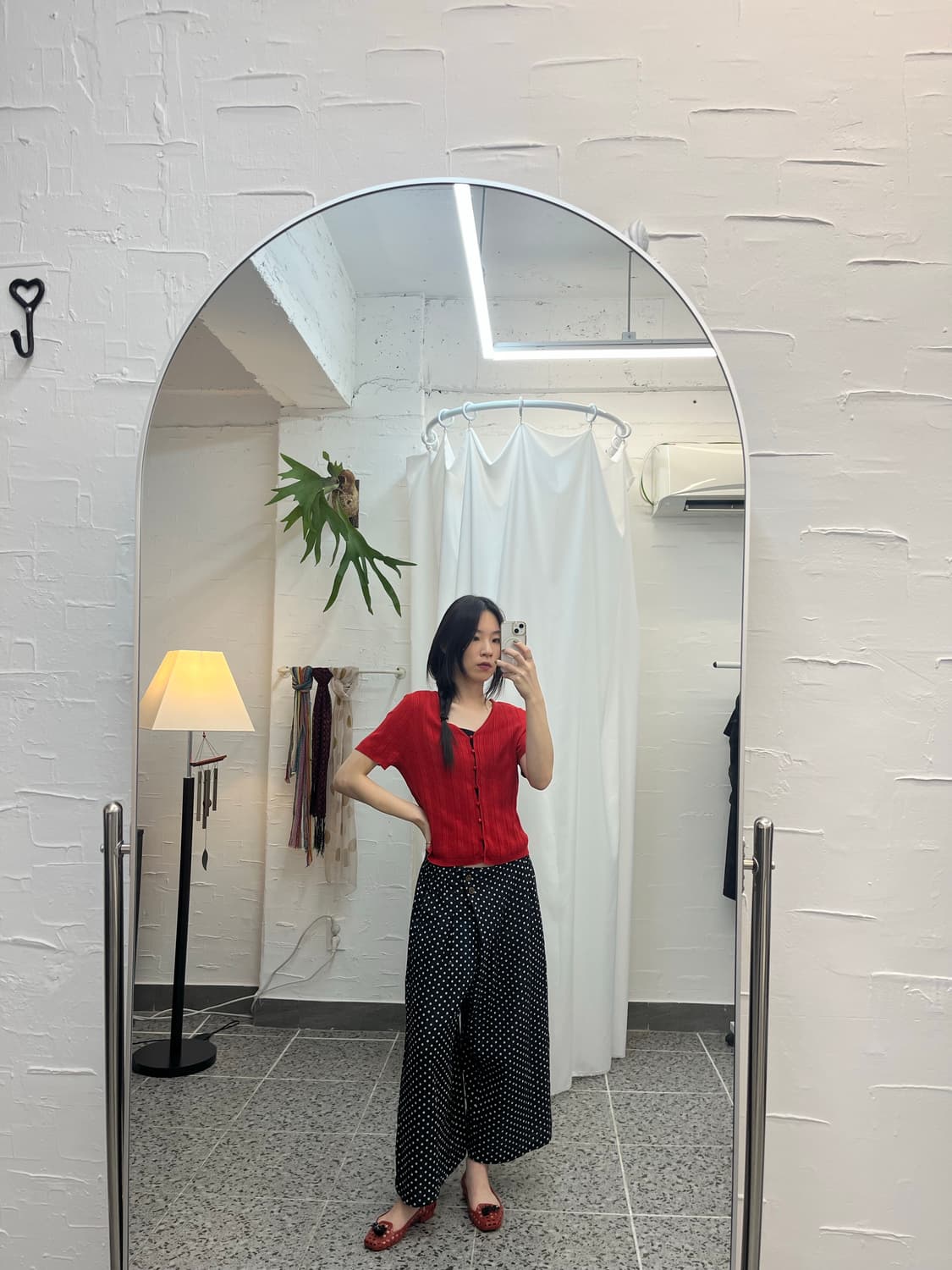 레드 버튼 반팔 가디건 상품이미지3