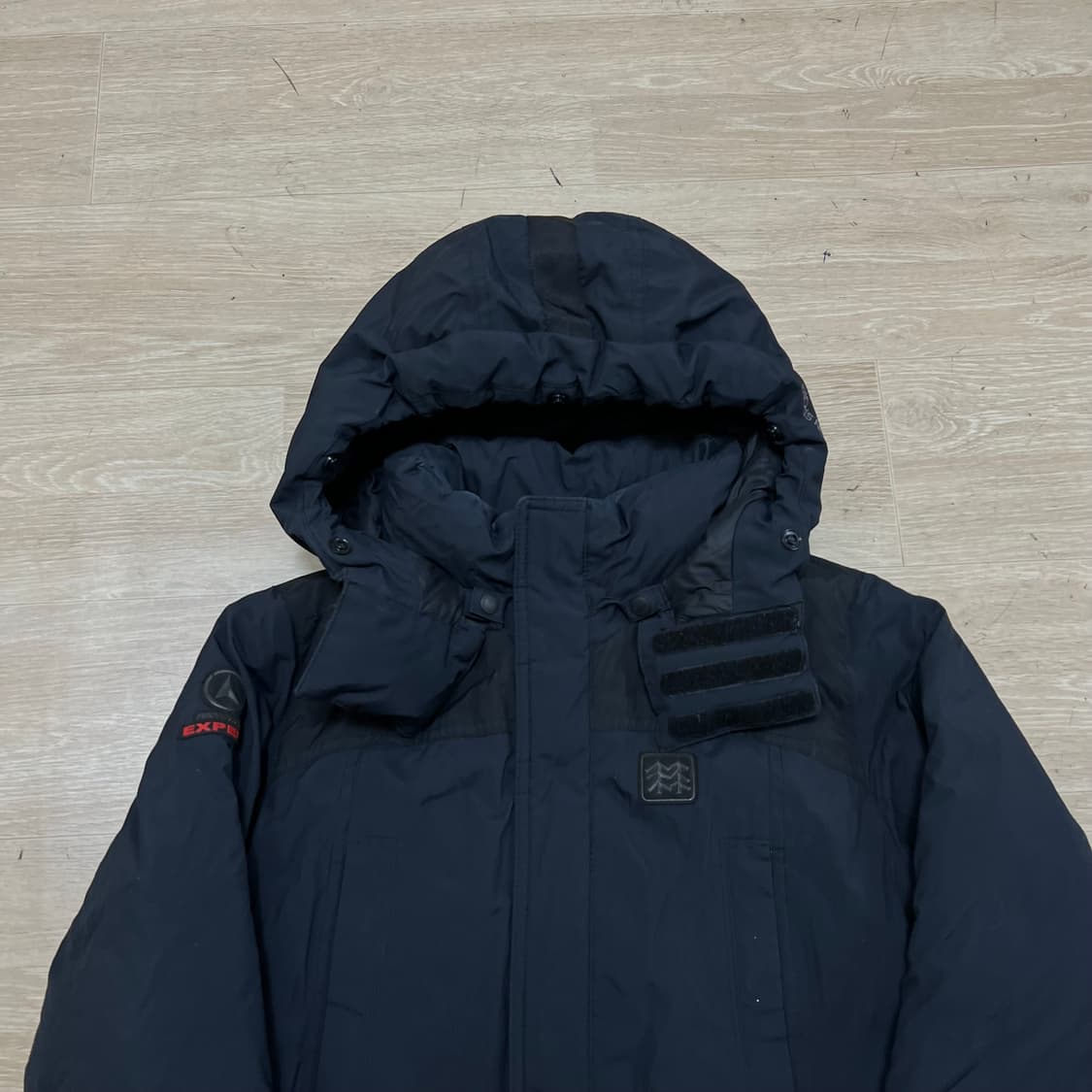 코오롱 스포츠 윈드스토퍼 구스다운 800 후드 롱패딩 [블랙] M/95 상품이미지2