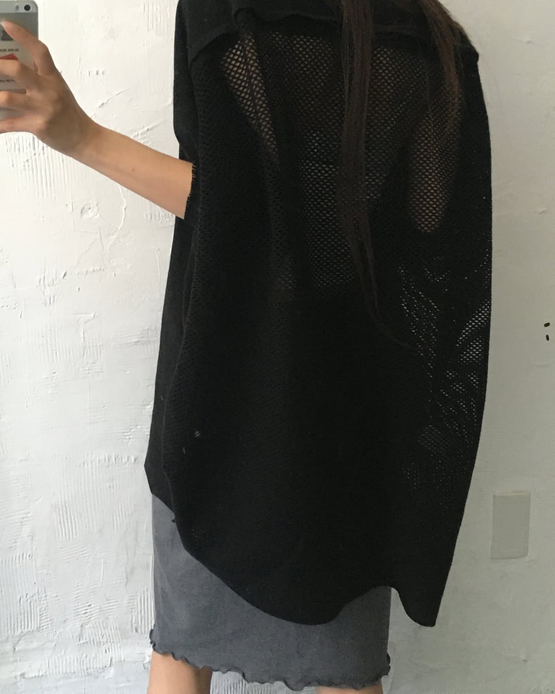 ISSEY MIYAKE 이세이미야케 블랙 메쉬 플리츠 블라우스 상품이미지4