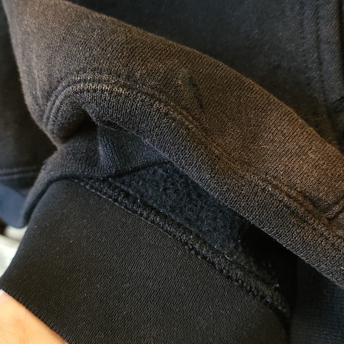 90s 러셀 후드 빈티지 스웻셔츠 썬페이딩 블랙 M 상품이미지8