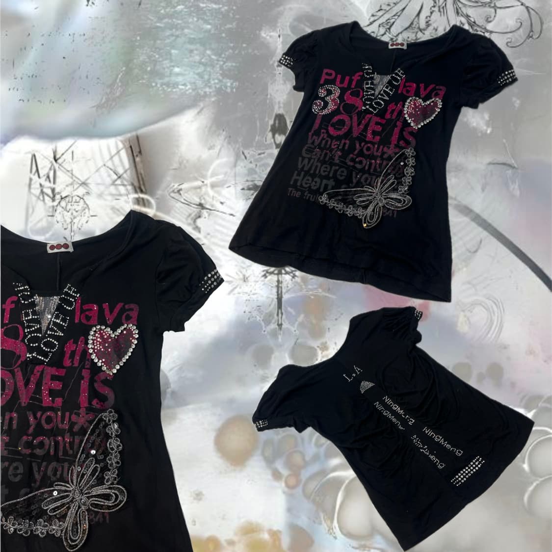 00's Cubic Glitter shirring t-shirt 상품이미지6