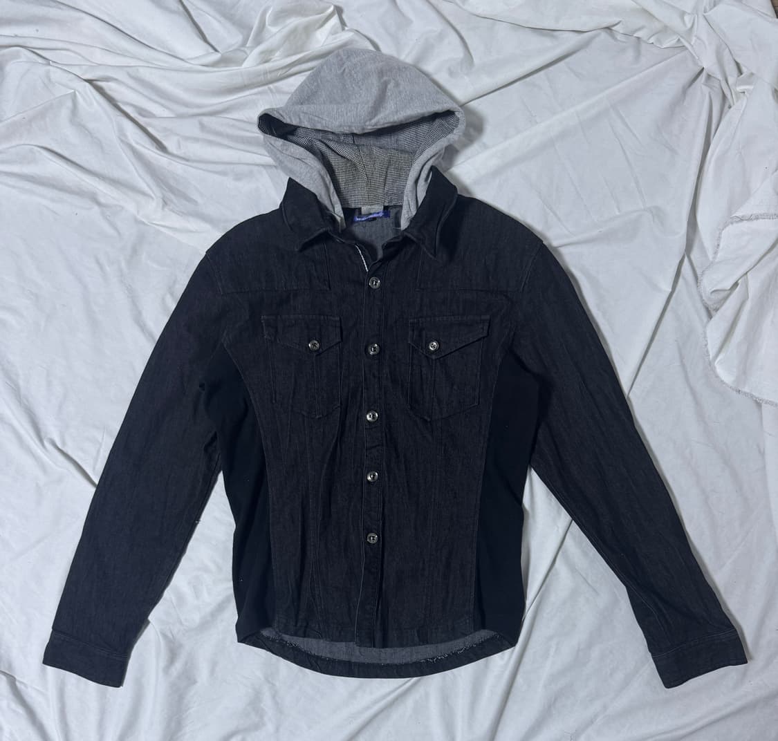 시멘틱 디자인 후드 데님 셔츠 자켓 상품이미지1