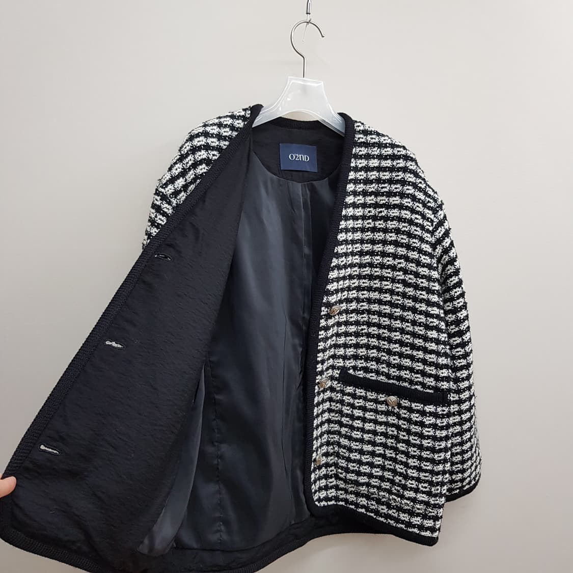 오즈세컨 O2ND 2023 트위드 체크 자켓 76-90-155사이즈 상품이미지6