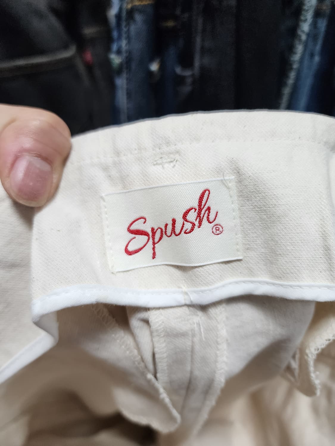 SPUSH 아이보리 투턱 와이드 면바지 상품이미지5