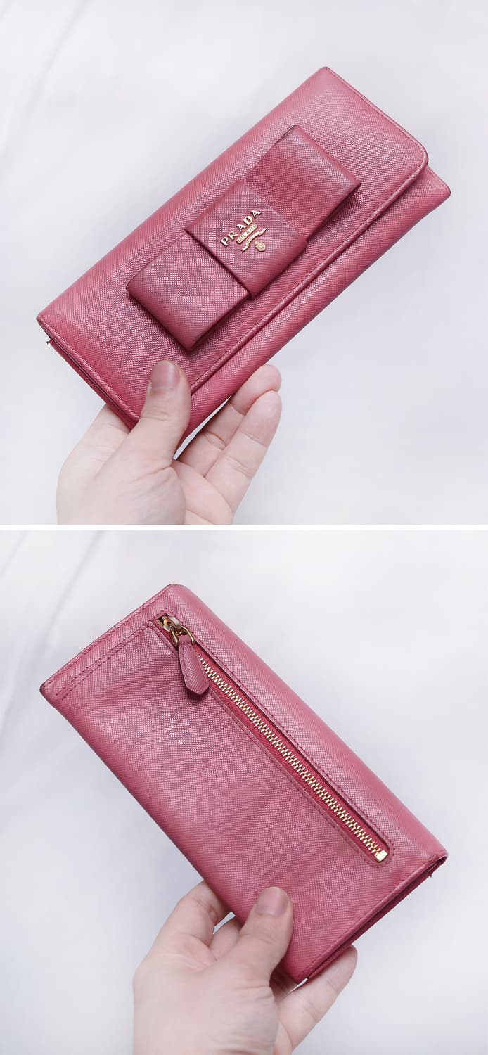 프라다 (PRADA) 사피아노 리본 피오니 핑크 플랩 장지갑 상품이미지3