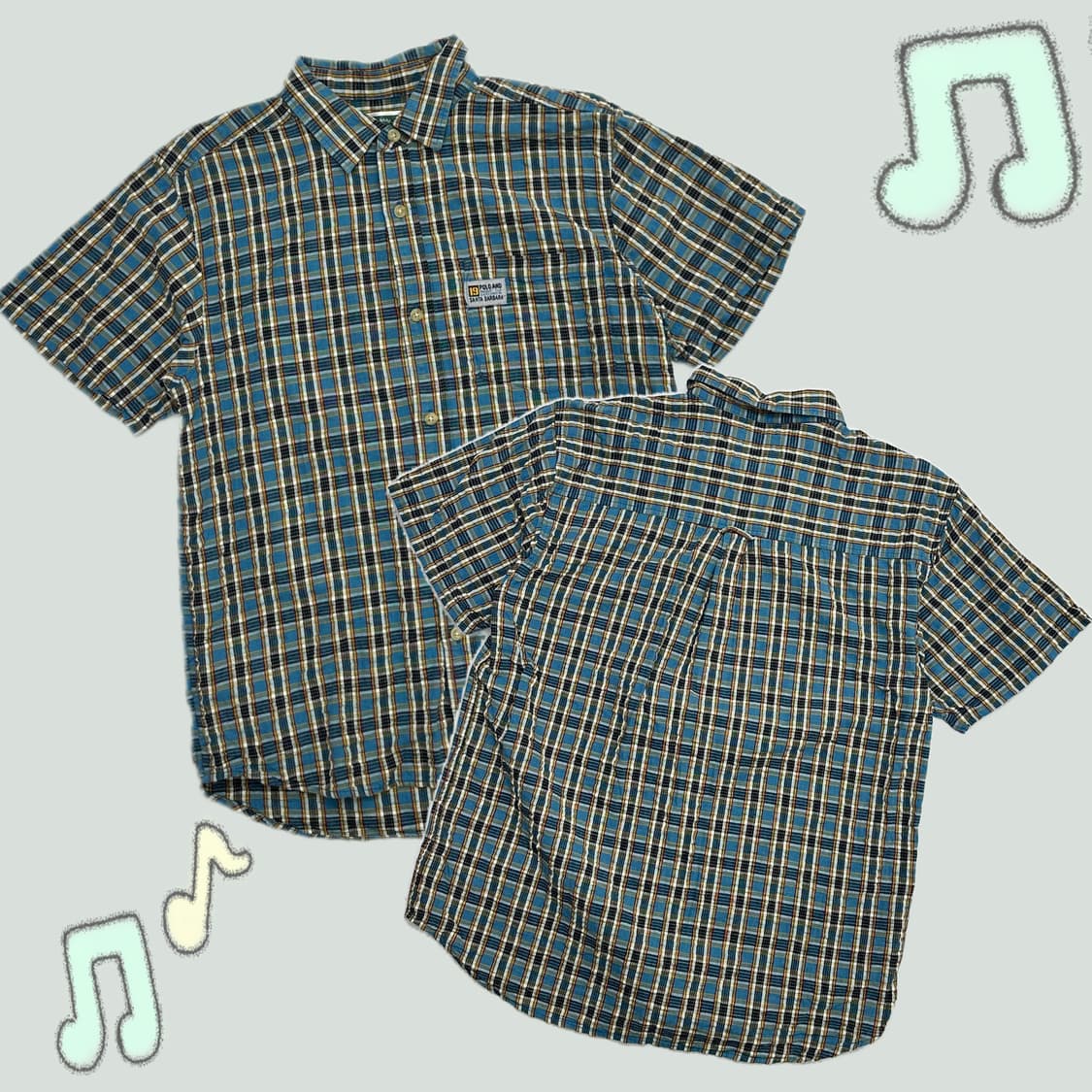 🩵괴짜 너드걸 시어서커 체크 반팔 셔츠🩵보헤미안 펑크 아메카지 상품이미지1