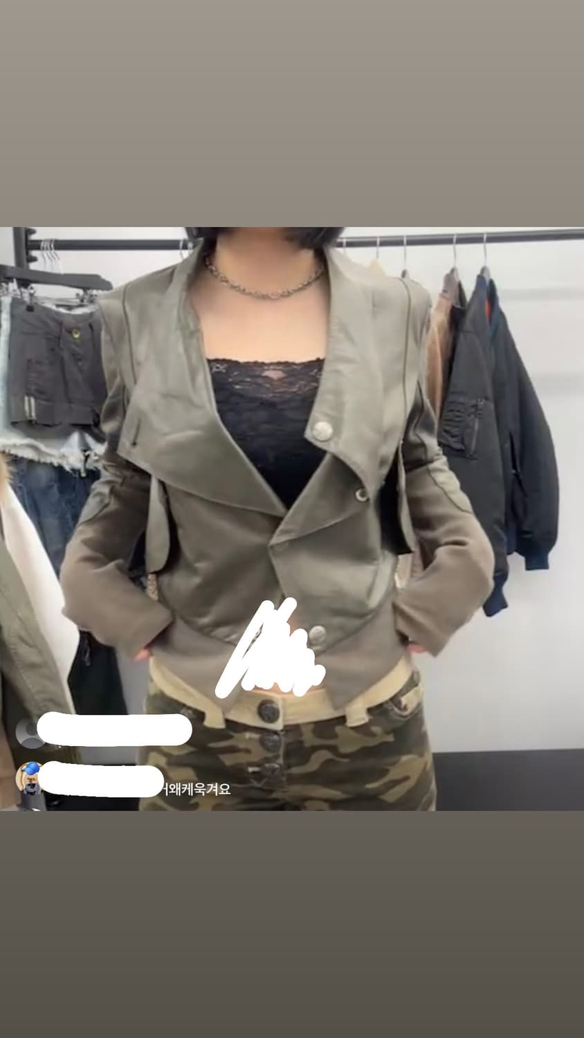 큐빈 큐빈티지 릭오웬스깔 릭깔 사선 레더 가죽 자켓 상품이미지1