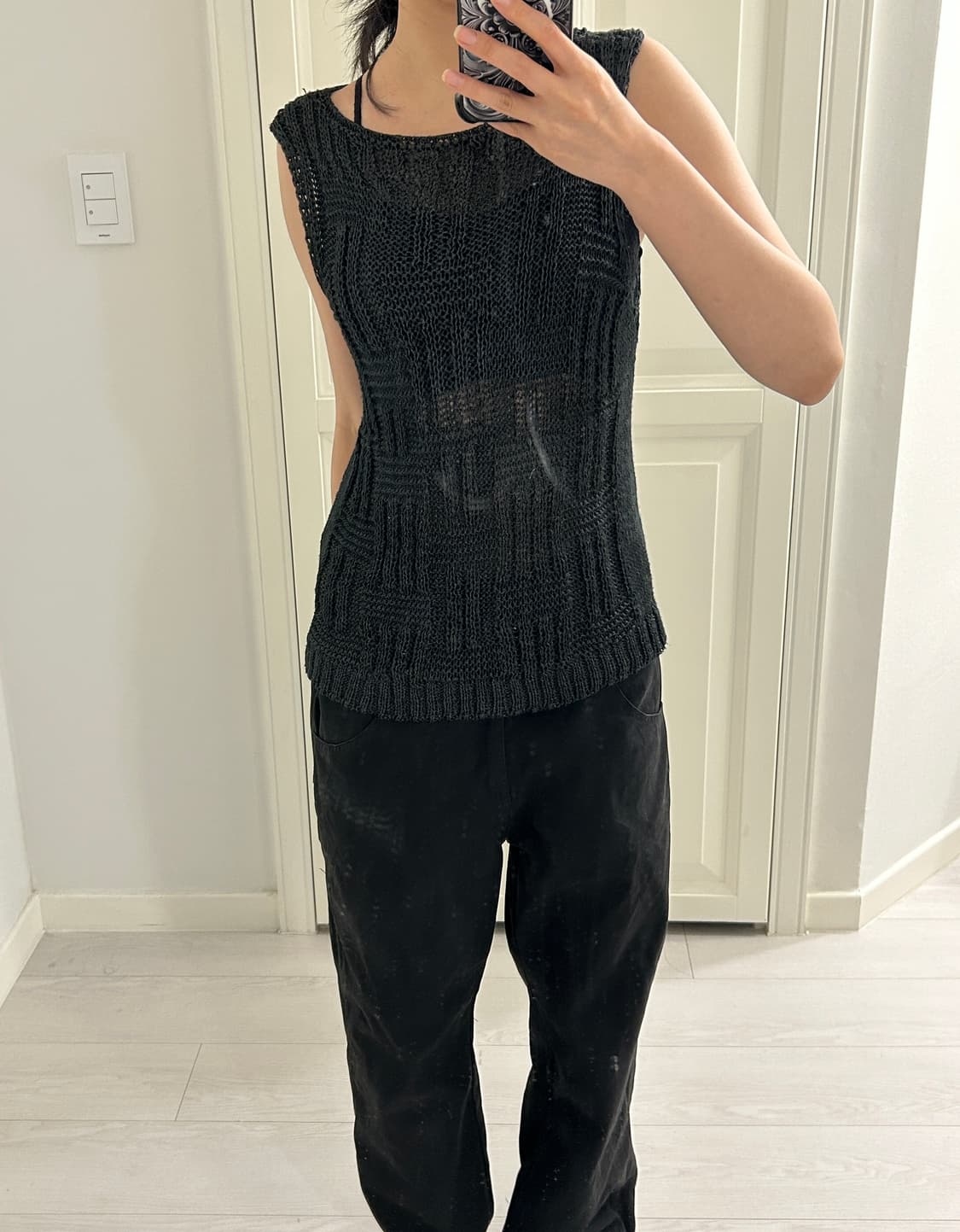 Charcoal Sleeveless Knit Top / 빈티지 나시 상품이미지2