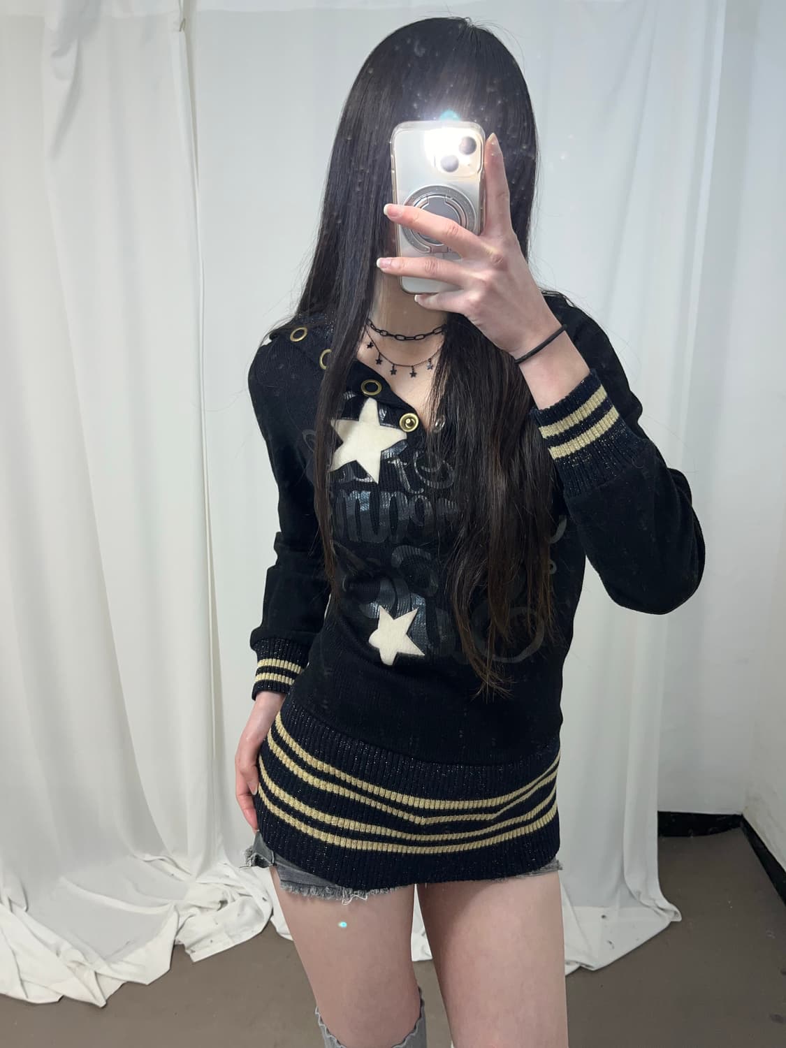 P2K 스타 패턴 블랙 니트  상품이미지4