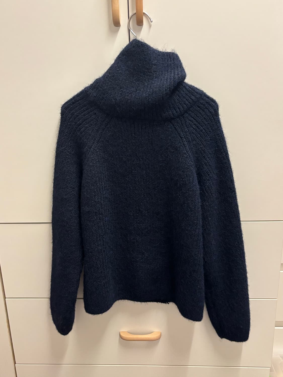 더블콩 하이넥 단추 터틀니트 네이비 상품이미지7