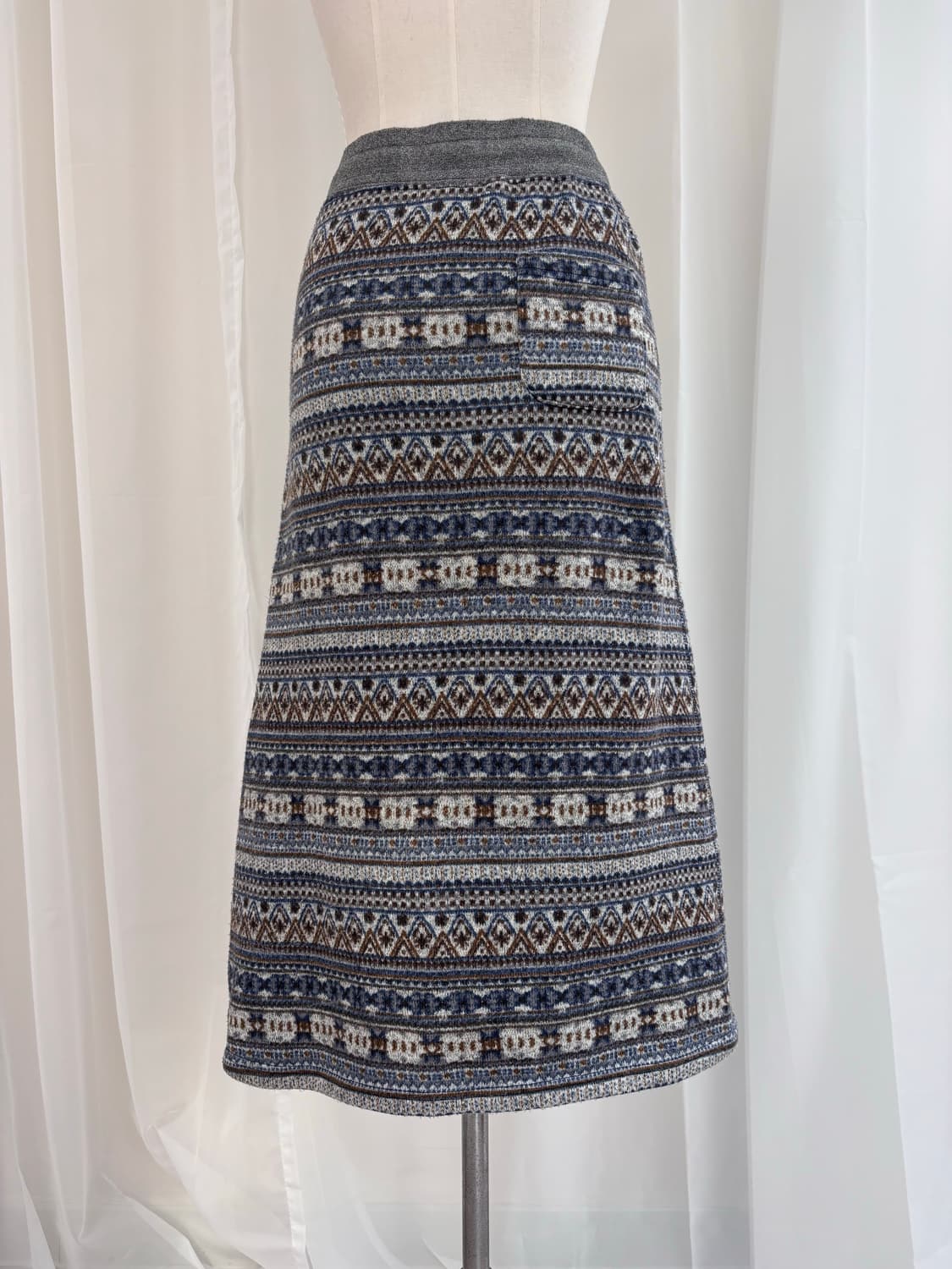 빈티지 노르딕 패턴 롱 스커트 상품이미지8