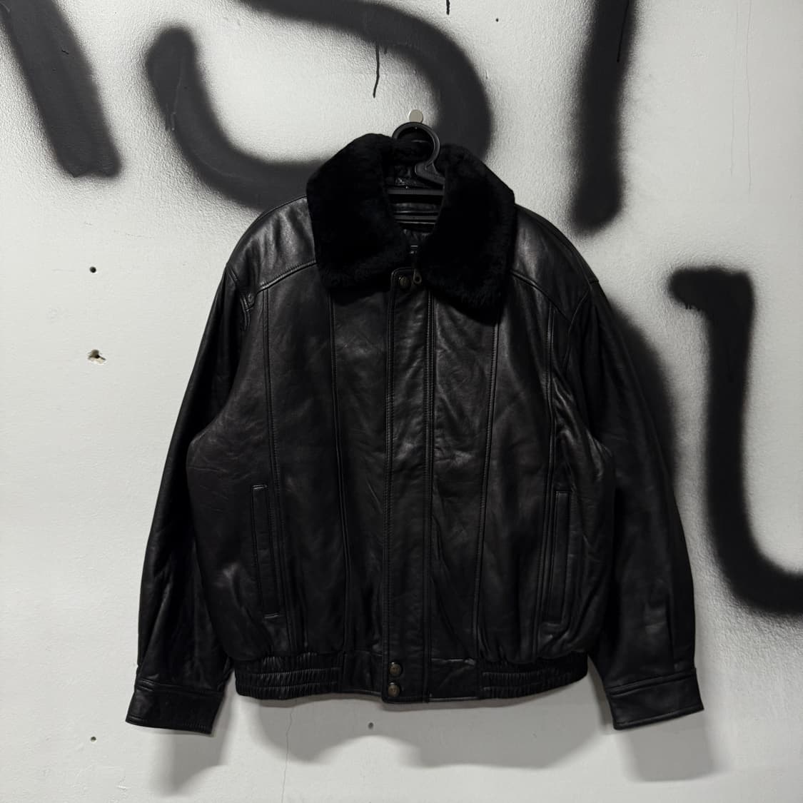 VTG 빈티지 100% 양가죽 빅사이즈 퍼 카라 탈부착 레더 자켓 상품이미지1
