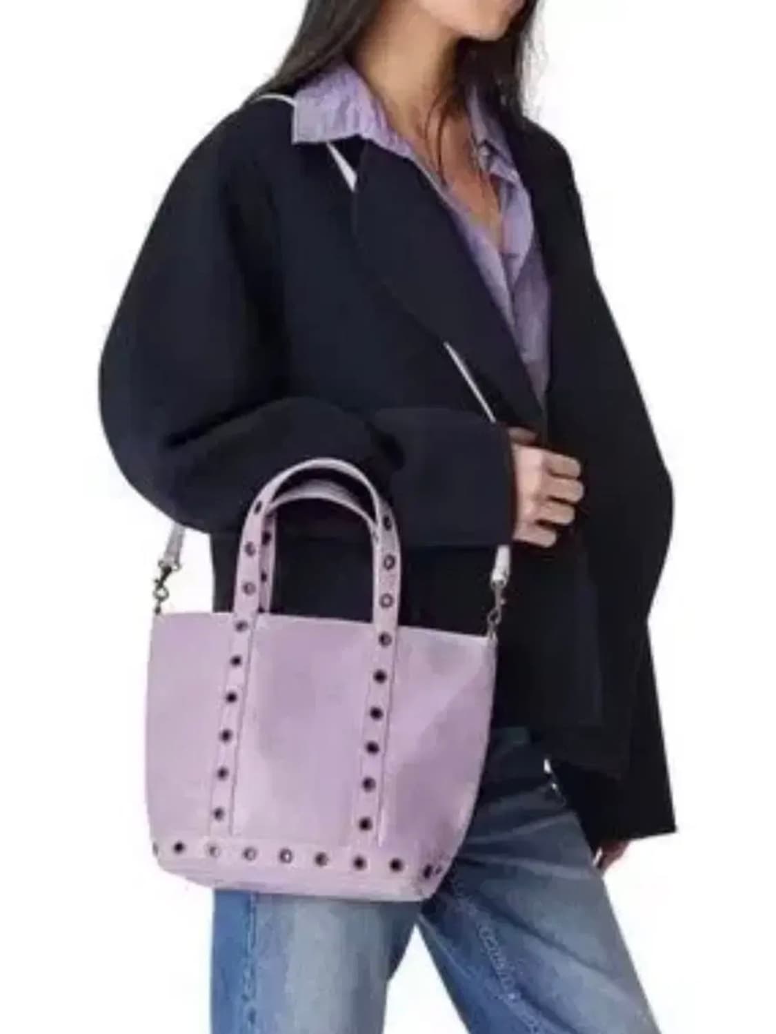 바네사브루노 [24SS]  퍼플 아일렛 장식 소가죽 S 카바스백 상품이미지8