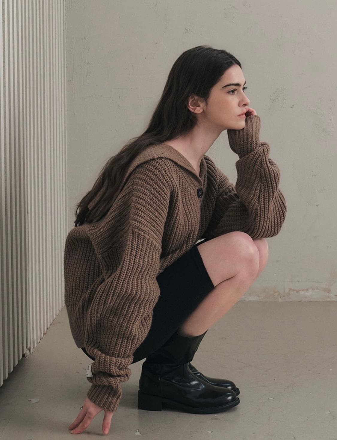 시티브리즈 투포켓 세일러 가디건 브라운 새상품 상품이미지6