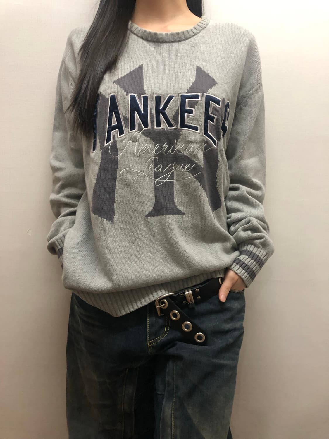 빈티지 mlb 빅 로고 니트 상품이미지4