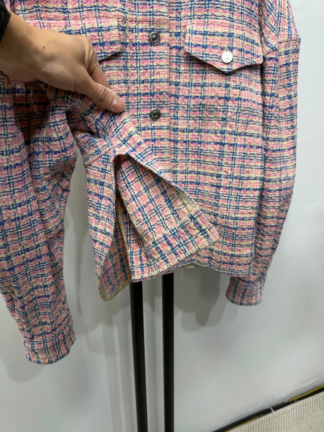 정품) SYSTEM 시스템 한섬 핑크 체크 트위드 자켓 88 상품이미지3
