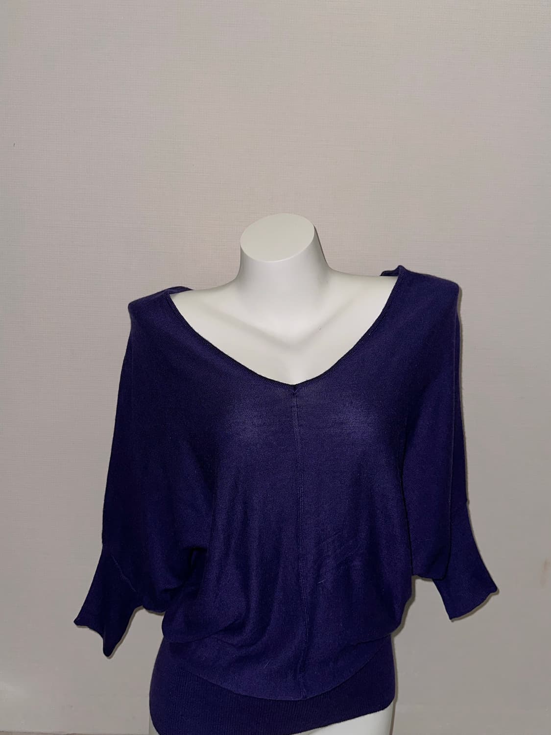 빈티지 퍼플 딥브이넥 투웨이 레이어드 니트 (원피스) 상품이미지3