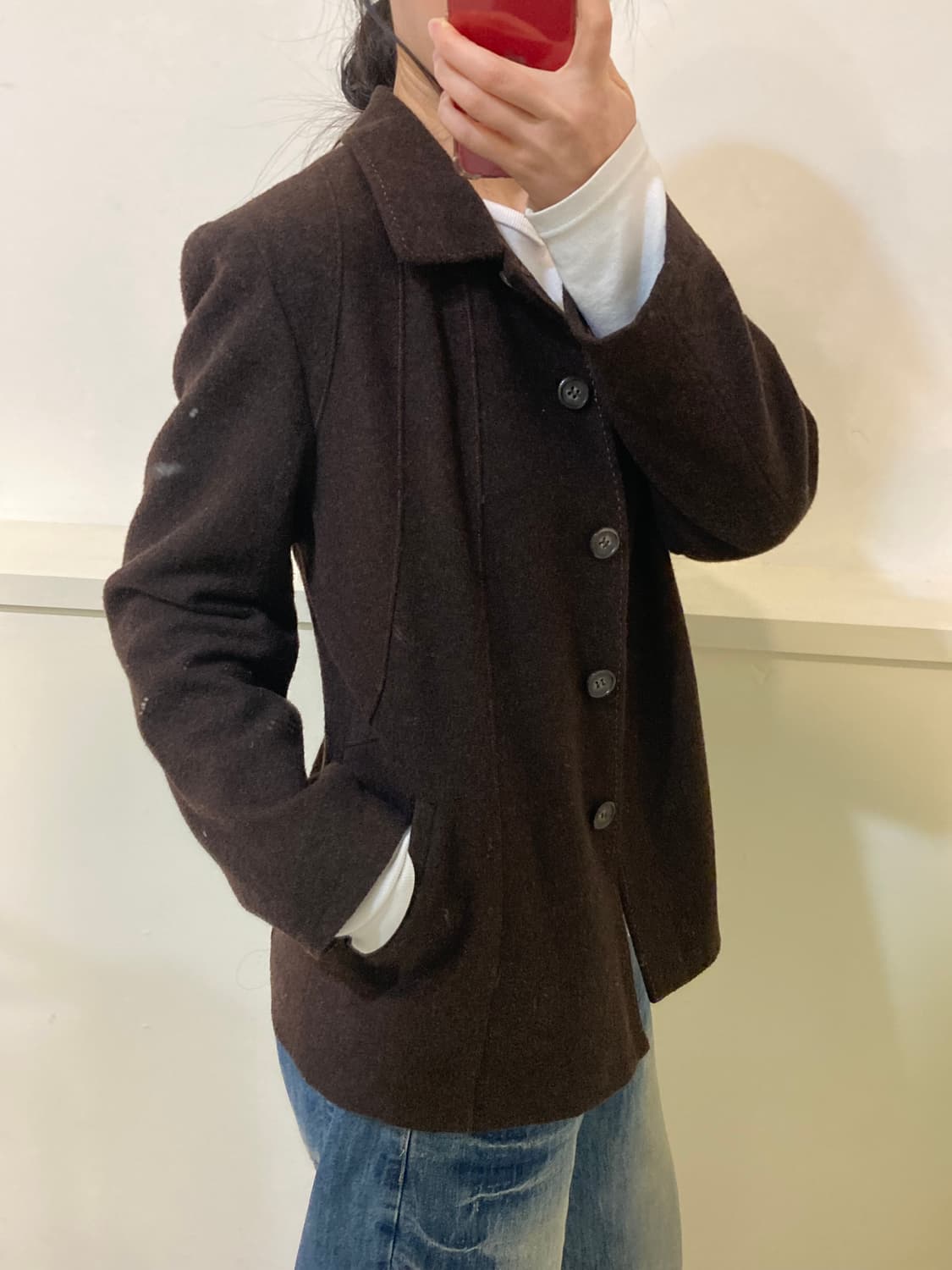 빈티지 브라운 숏 코트 상품이미지9