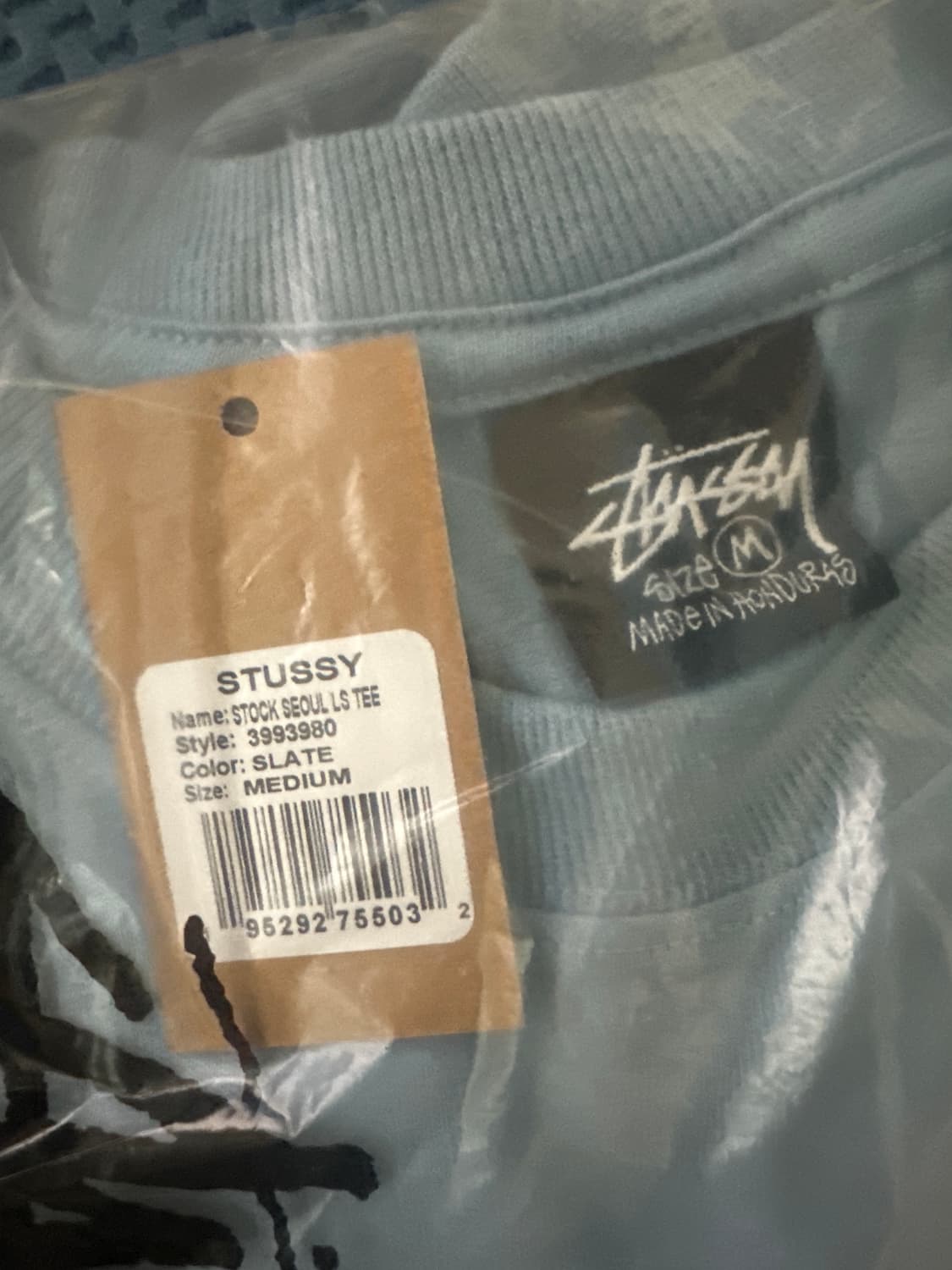[M] 스투시 서울 긴팔 롱슬리브 슬레이트 하늘색 색상 미개봉 새제품 상품이미지5