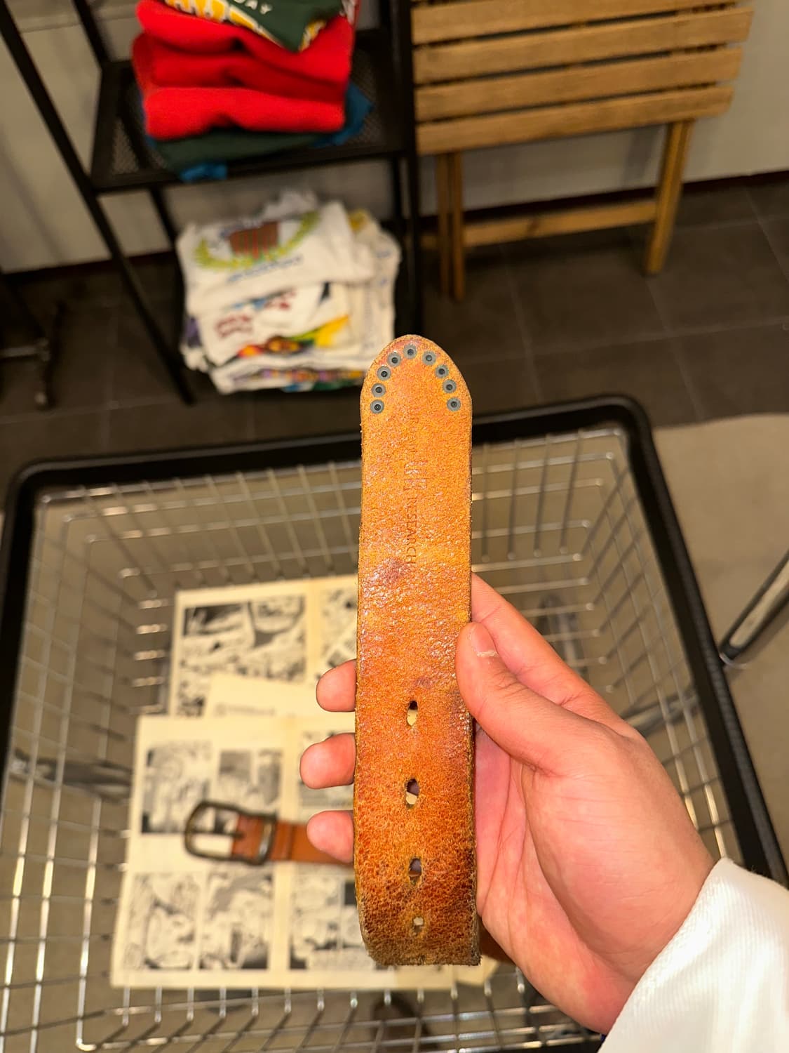 Real leather big buckle stud detail belt 상품이미지9