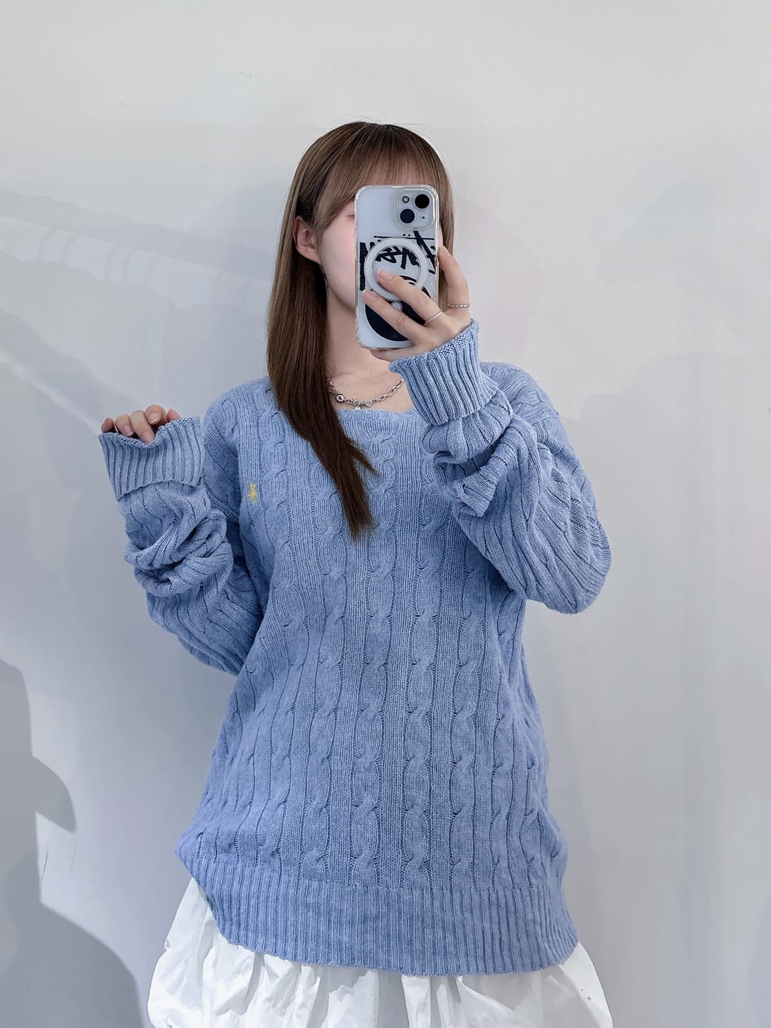 폴로랄프로렌 레몬포니 베이비블루 케이블 니트 상품이미지2