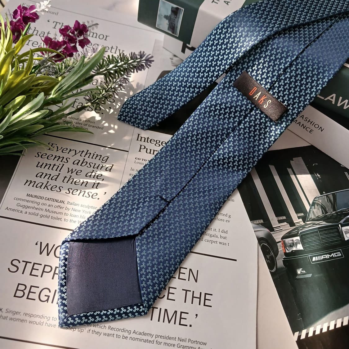 DAKS 닥스 실크 블루 마이크로 패턴 넥타이 8.4cm A등급 E845 상품이미지4