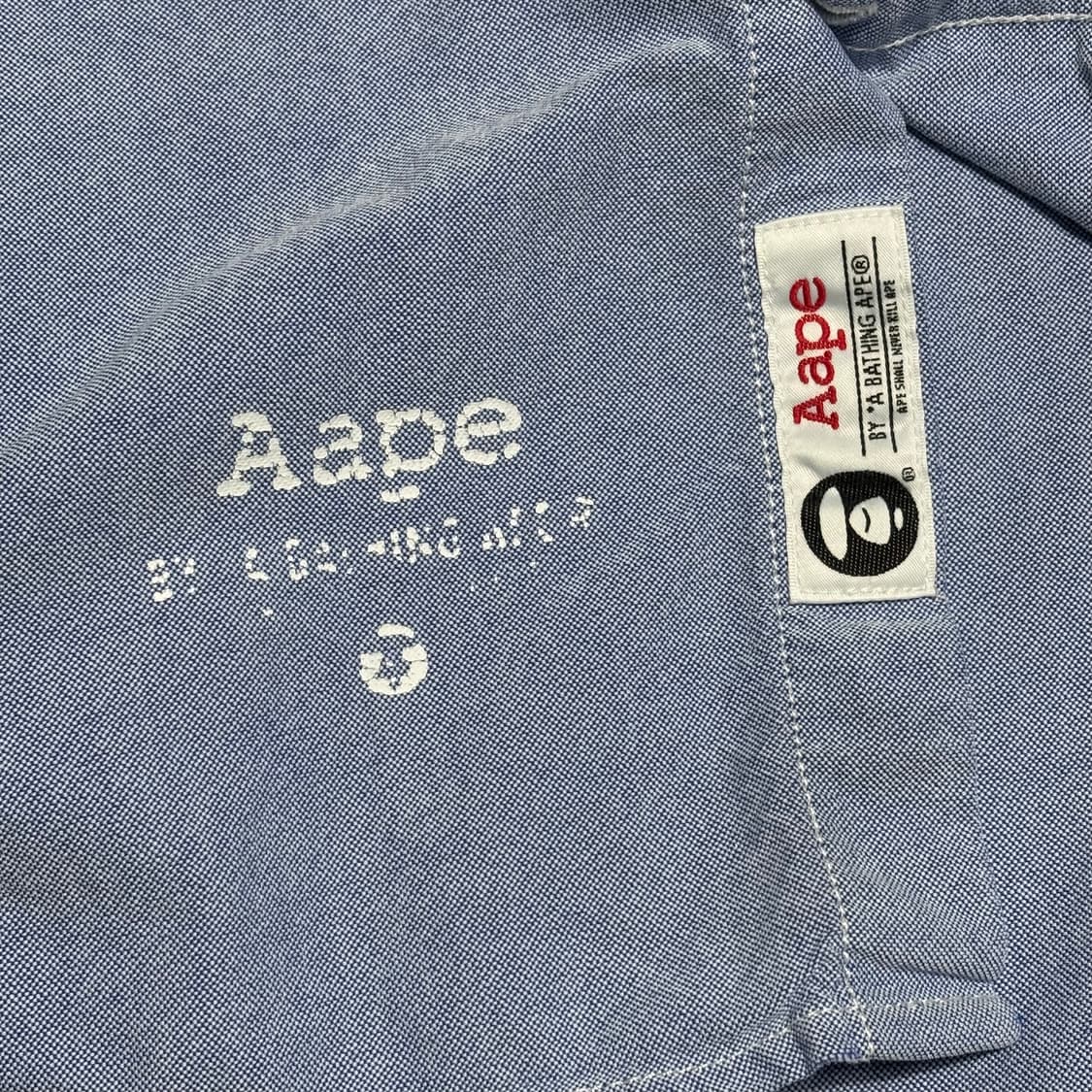 L 에이프 체크패치 스카이블루 코튼 셔츠 상품이미지6