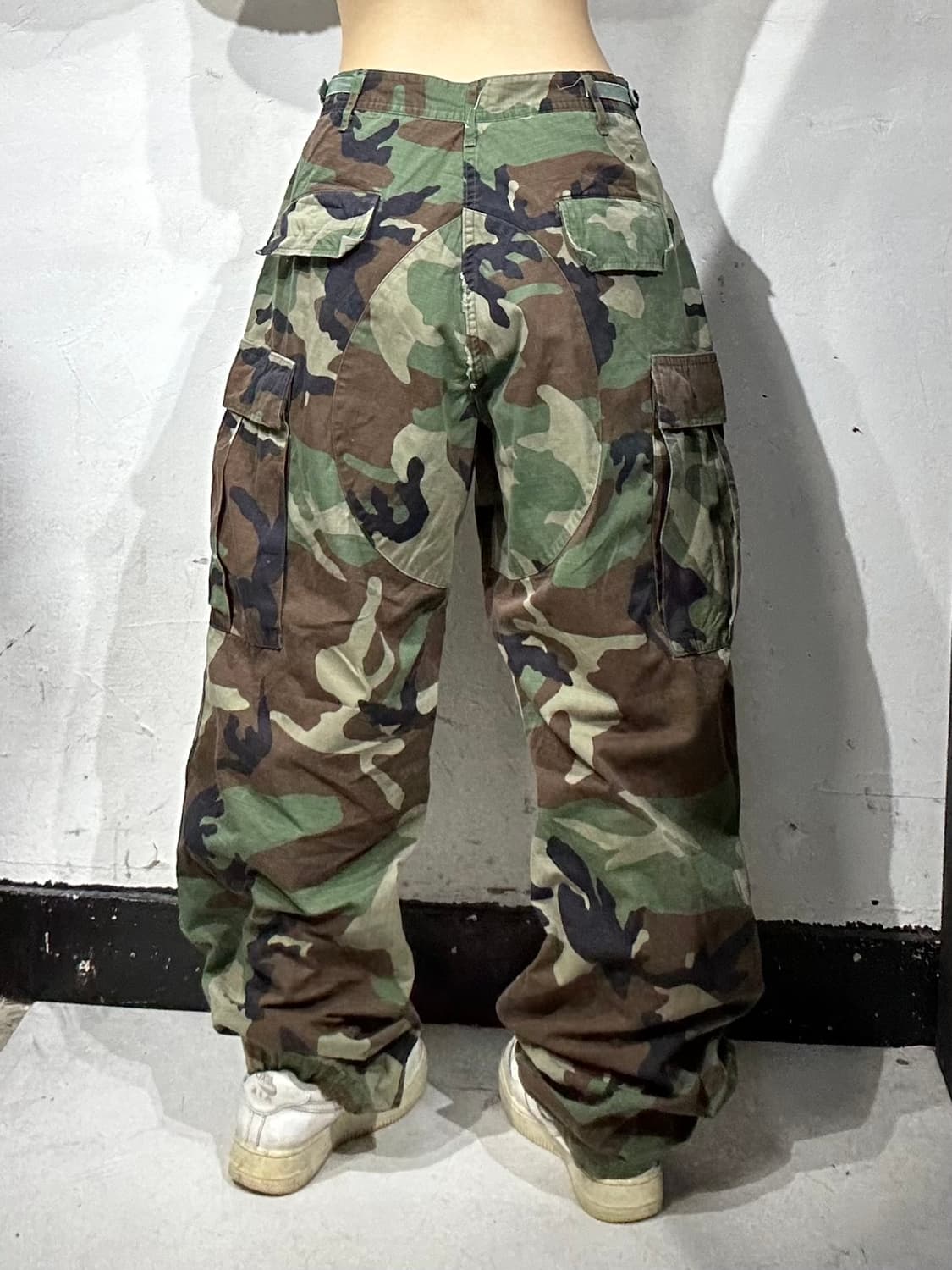 빈티지 카키 미군 밀리터리 카모 와이드 카고 전투복 바지  상품이미지3