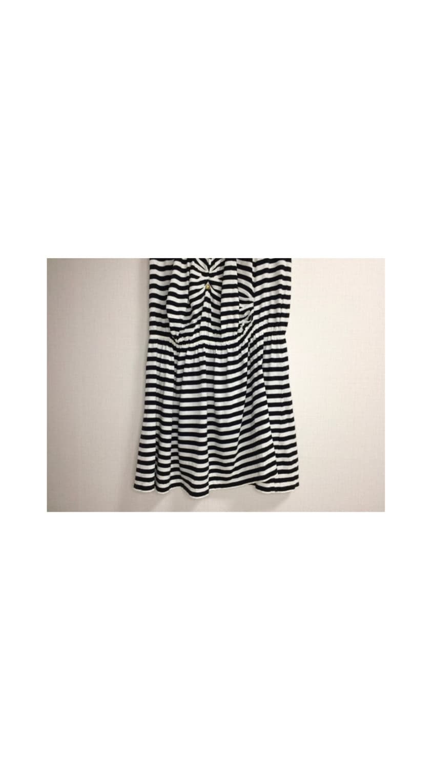 스나오쿠와하라 블랙 스트라이프 셔링 원피스 상품이미지3