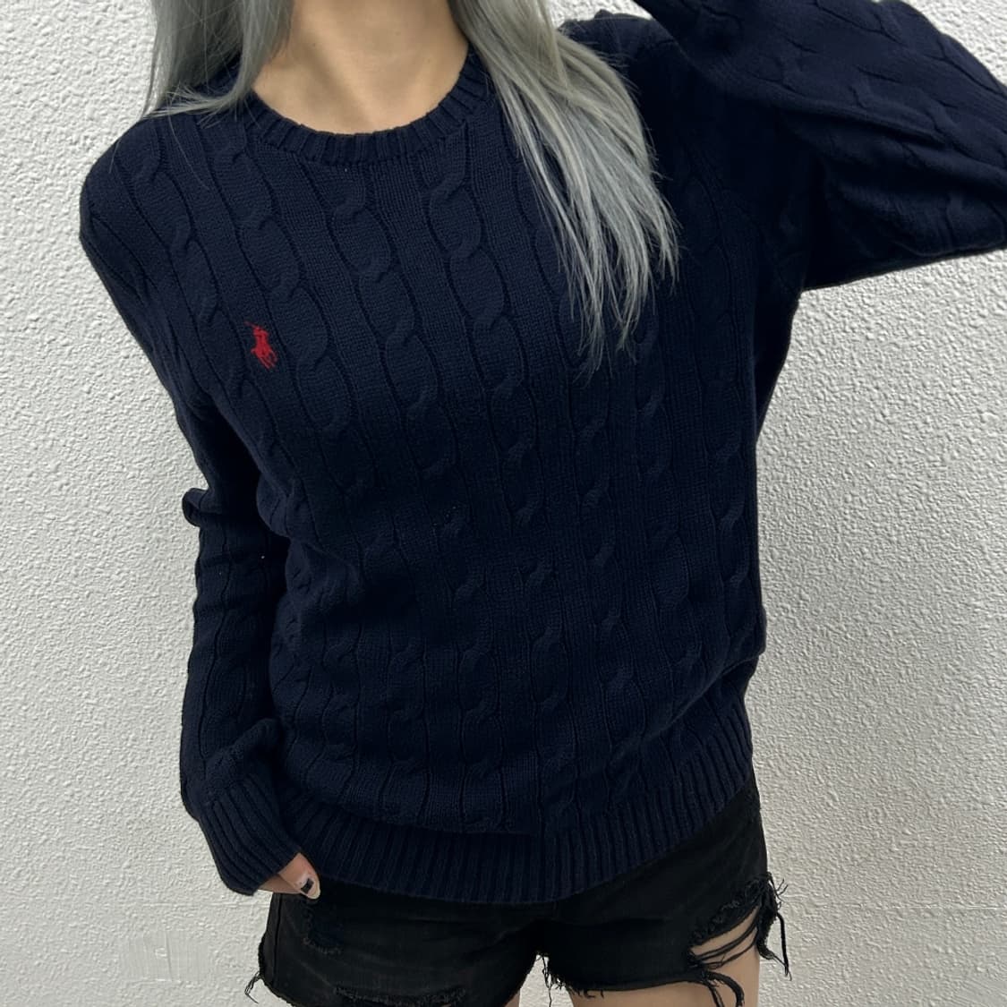 폴로 랄프로렌 레드포니 네이비 꽈배기 니트 S 상품이미지1