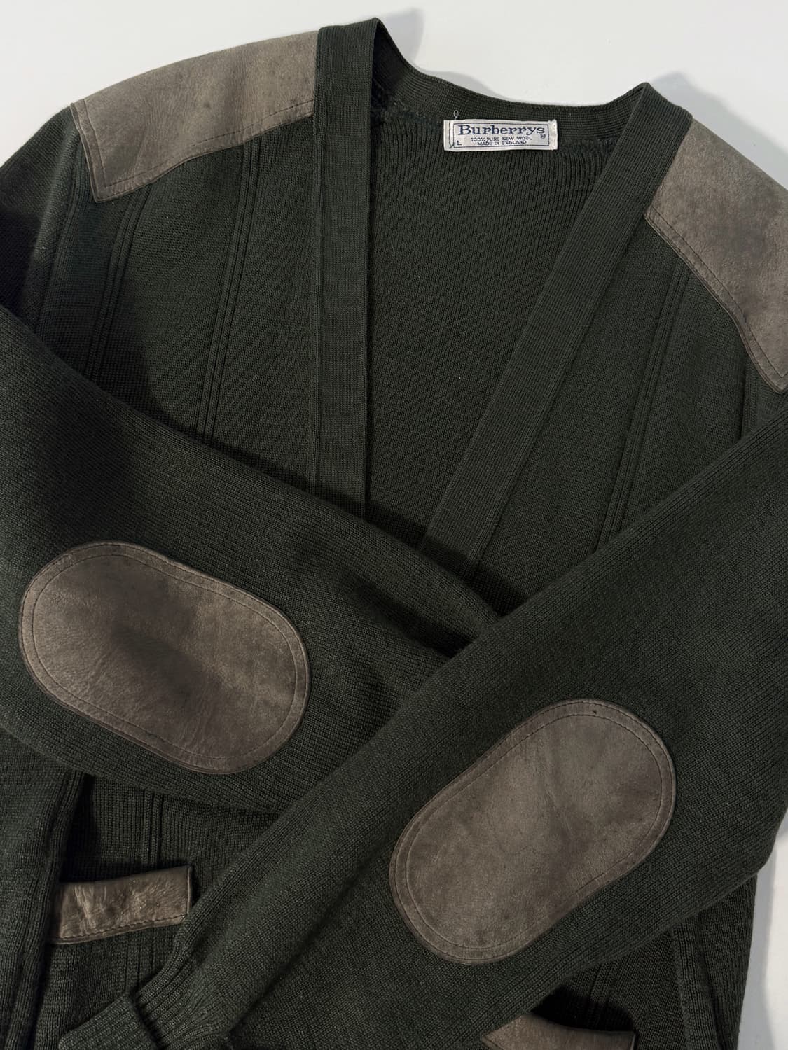 버버리 90‘s 오버핏 카키 코만도 니트 울 가디건 상품이미지3