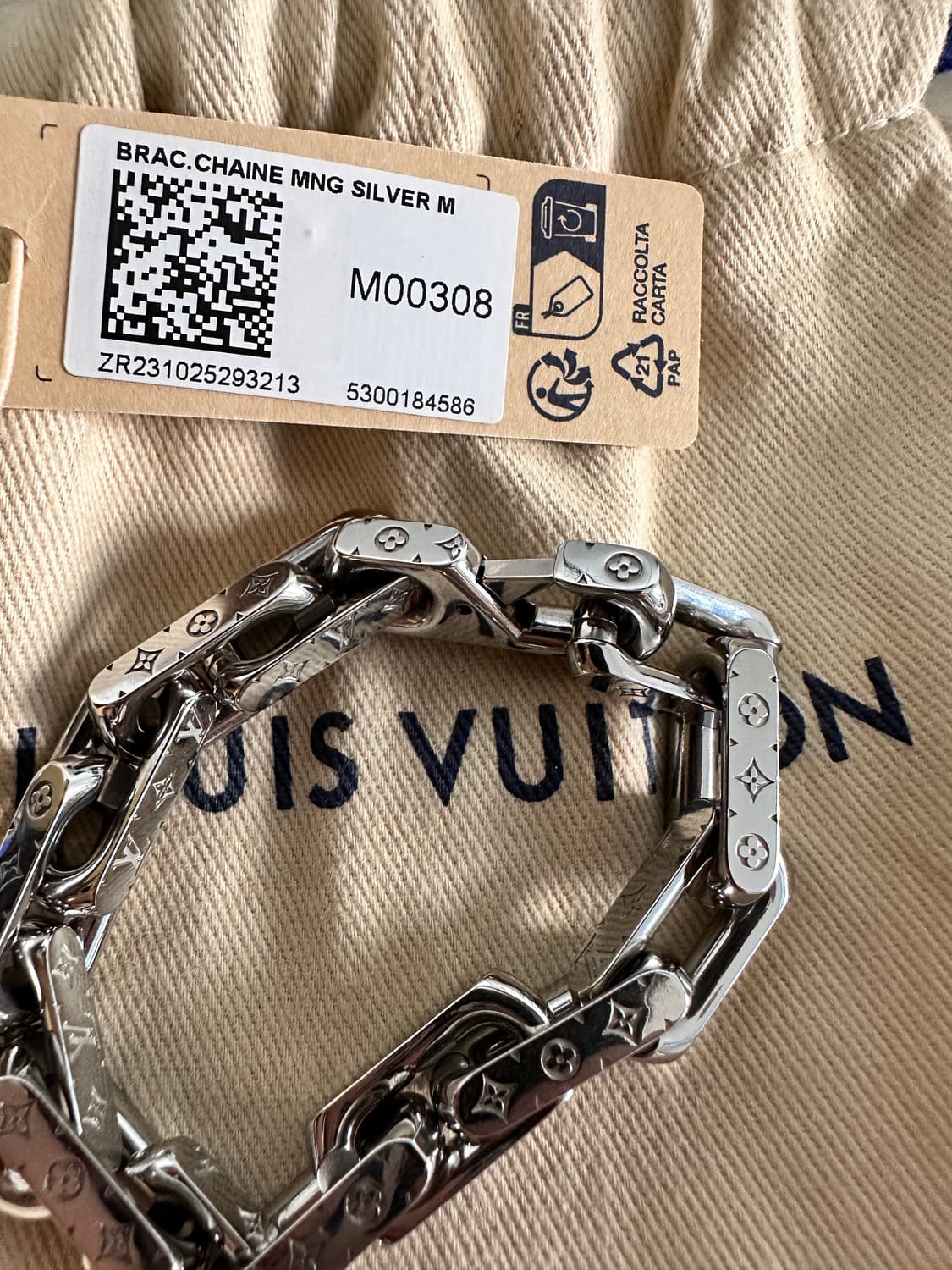 루이비통 체인 팔찌 M00308 실버 M 상품이미지5