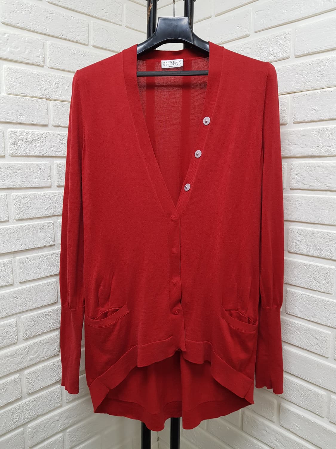 [L/66/정품] 브루넬로 쿠치넬리 레드 가디건 상품이미지2