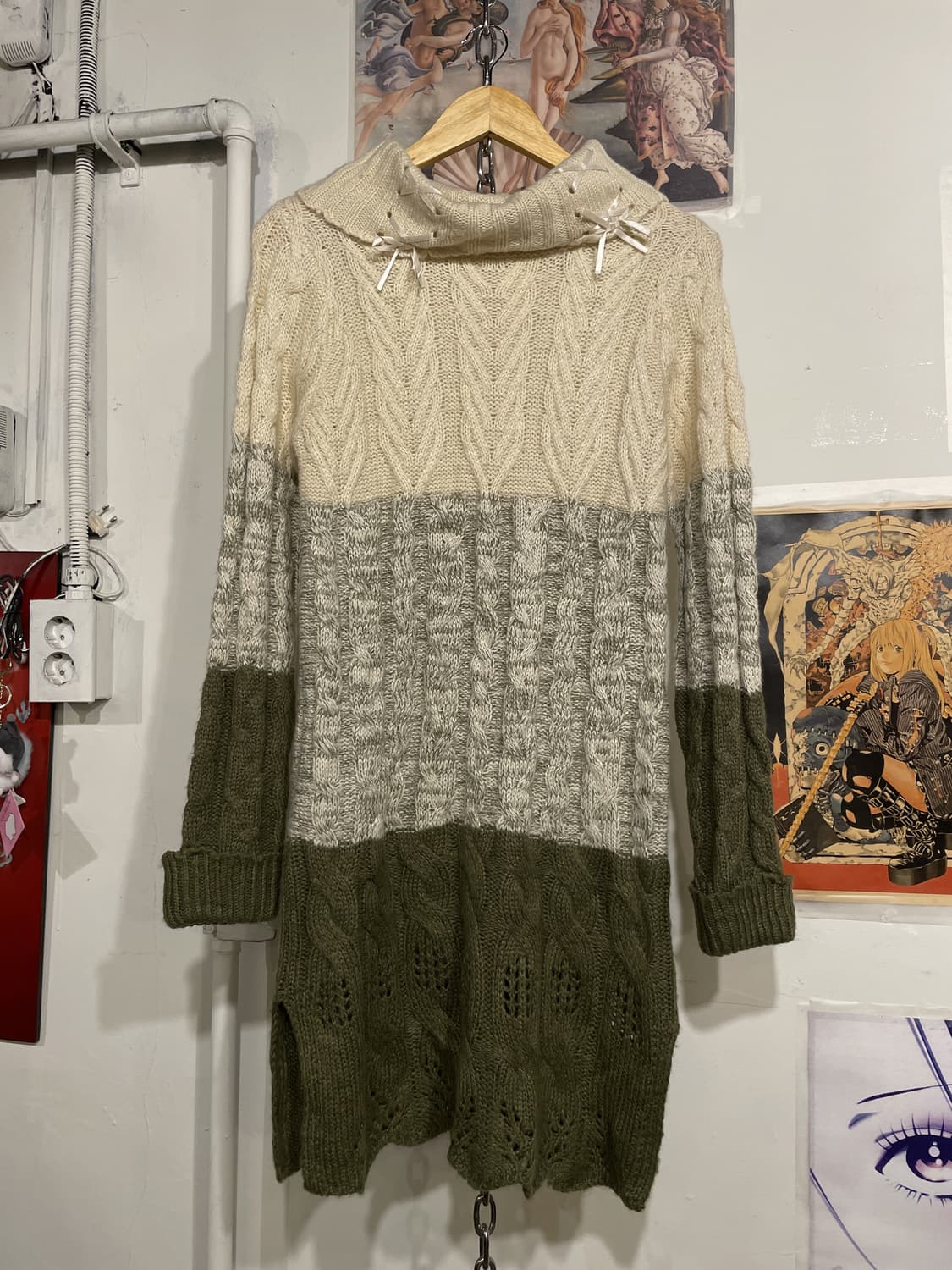 axes femme 엑시즈팜 베이지 카키 말차 롱 니트 모리 상품이미지1