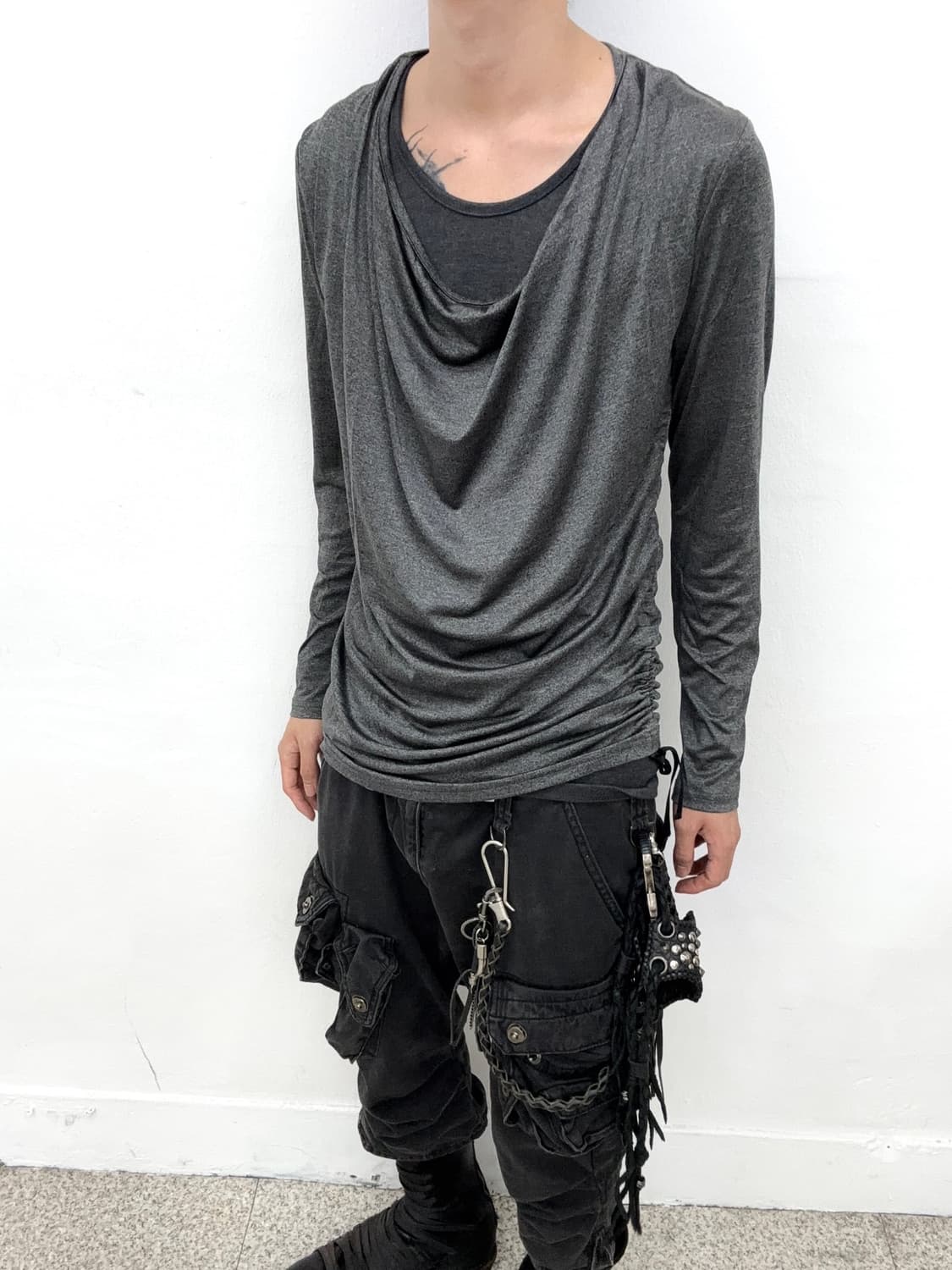 Schlussel drape unbalanced layered cut s 상품이미지3
