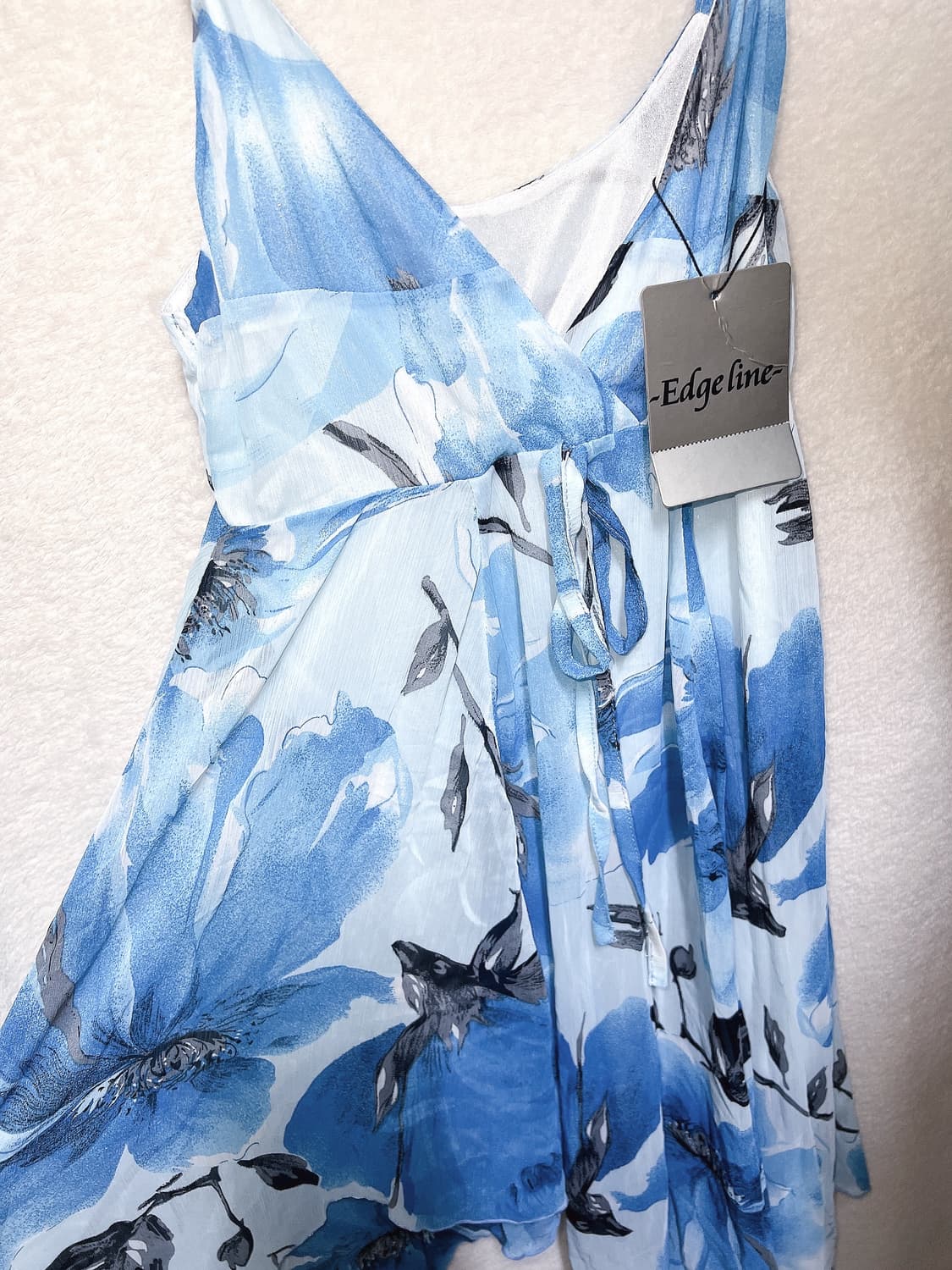 블루 오리엔탈 페어리 플라워 쉬폰 언발 미니원피스 하와이안 갸루 핀터 상품이미지9