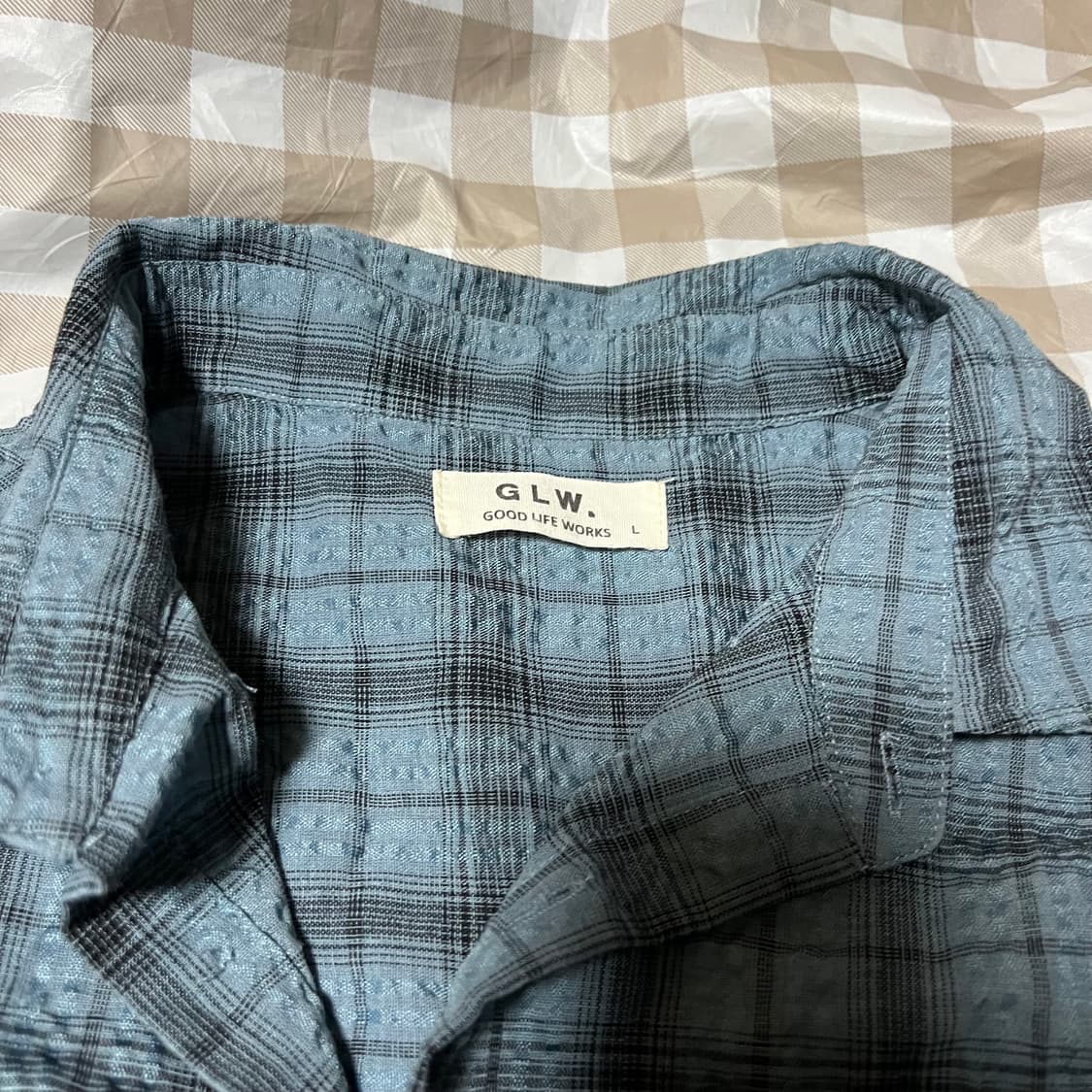 굿라이프웍스 반팔셔츠 L 여름 체크 티셔츠 반팔티 상품이미지2