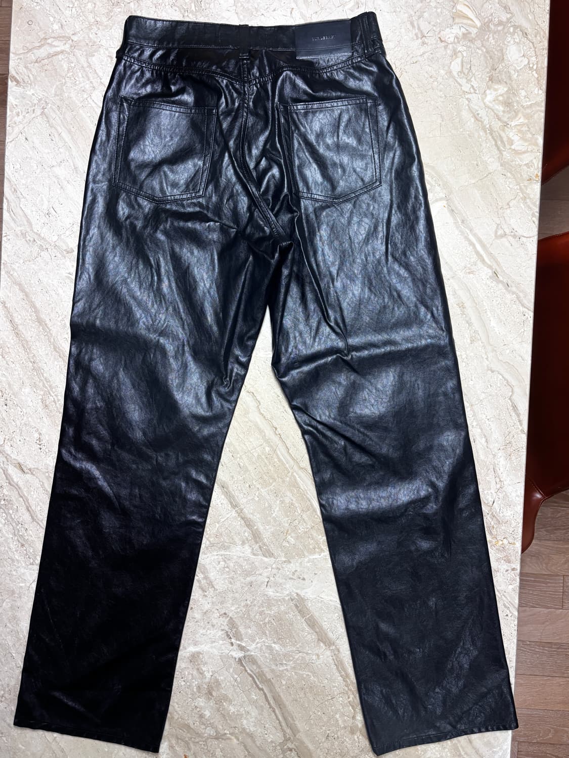 사용감x) 아워레가시 포멀 모토컷 케이지안 블랙 페이크 레더 팬츠 상품이미지4