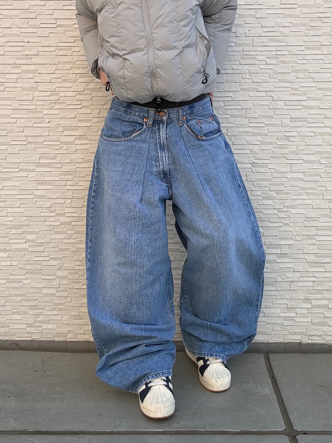 90s GUESS JEANS 올드스쿨 중청 오버 와이드 데님 팬츠 상품이미지1